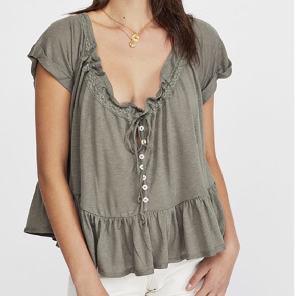 Free People Tops - NWT - Free People Charlie Tee in Army Sage